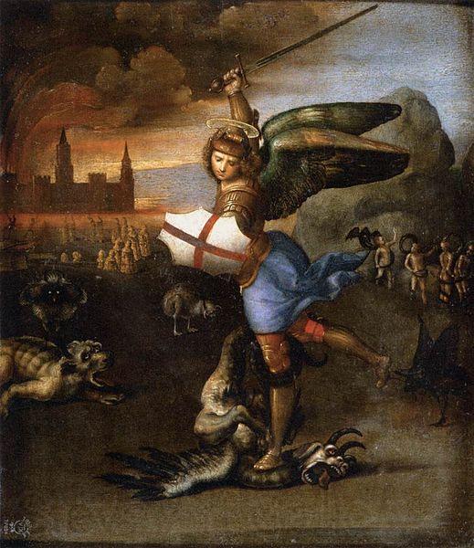 RAFFAELLO Sanzio St Michael and the Dragon Spain oil painting art